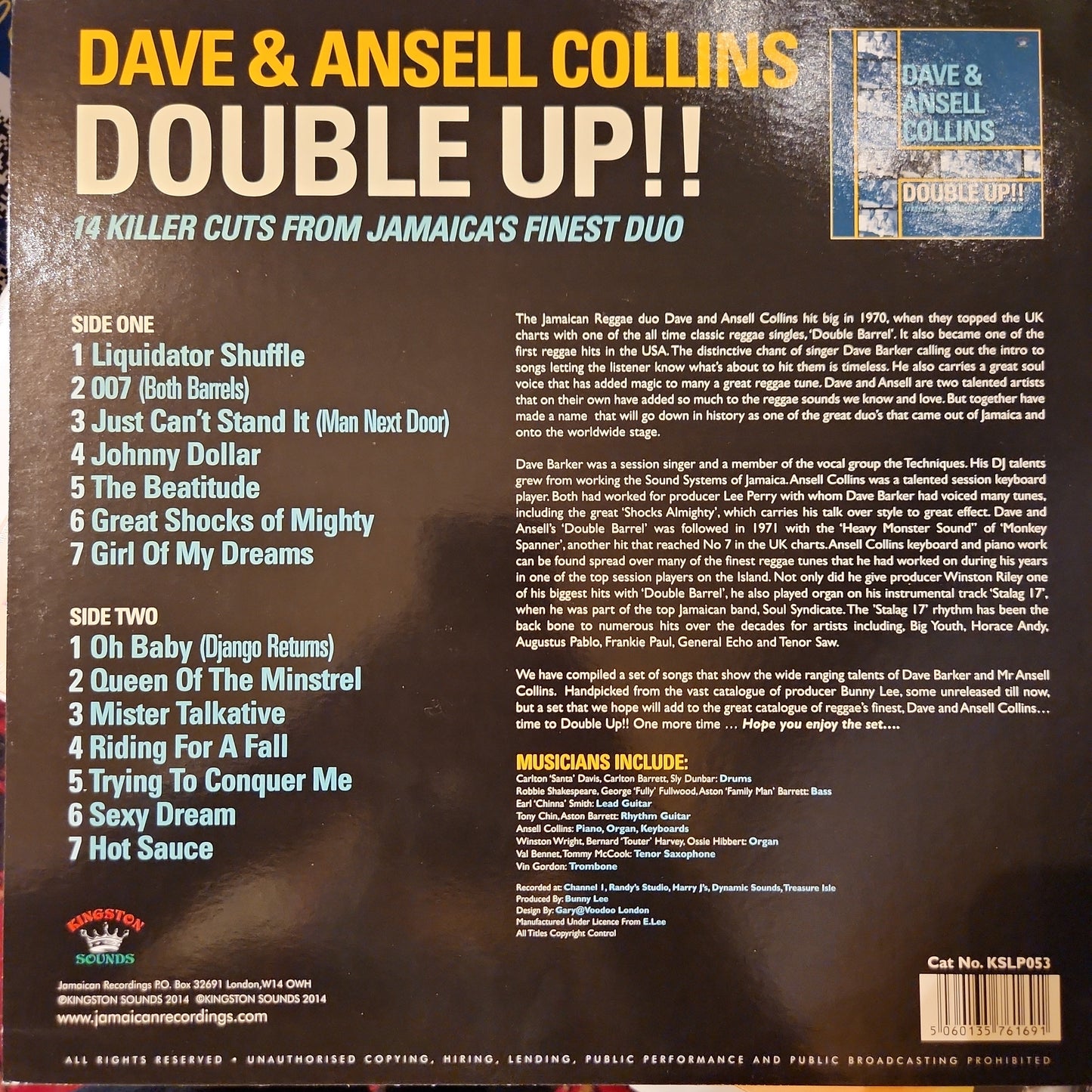 Dave and Ansell Collins - Double Up - Double Vinyl LP