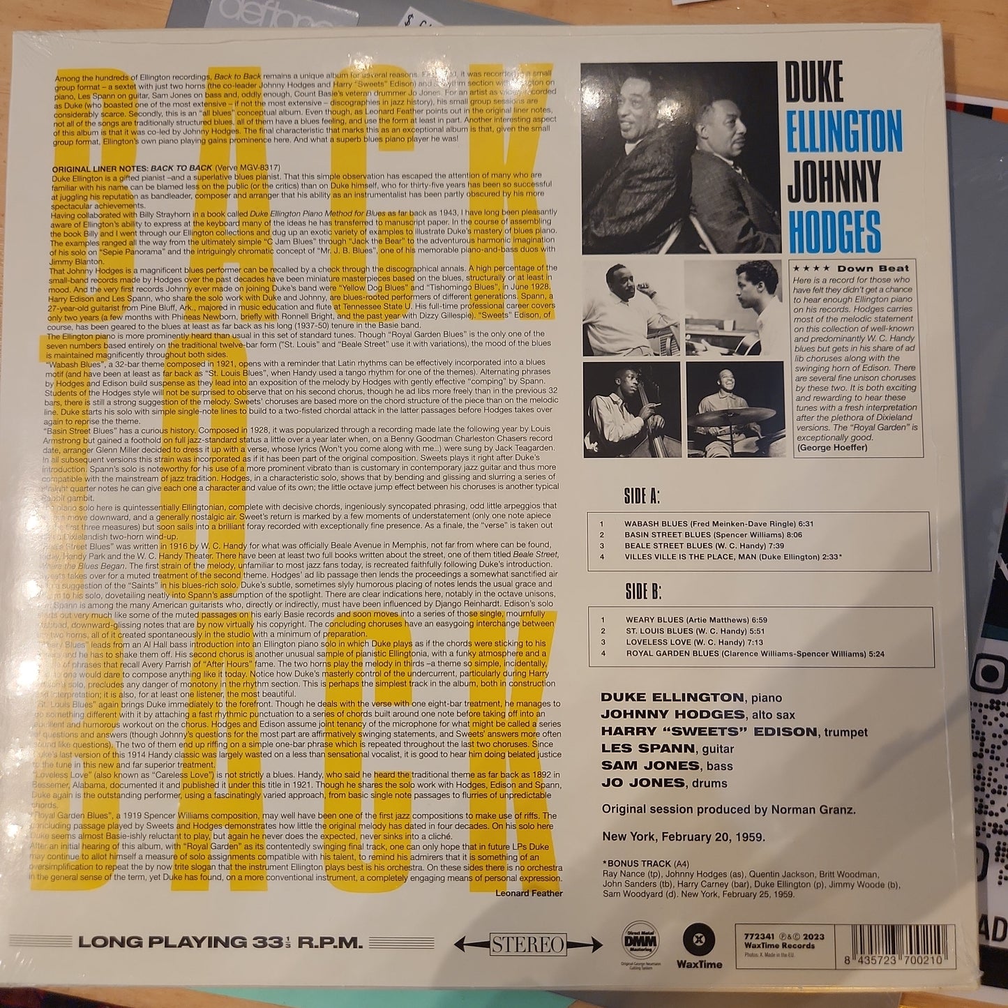 Duke Ellington & Johnny Hodges - Back to Back - Vinyl LP