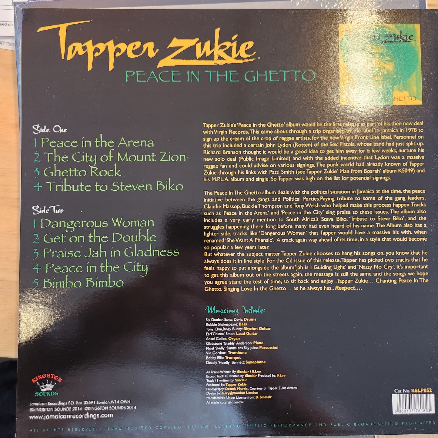 Tapper Zukie - Peace in the Ghetto - Vinyl LP