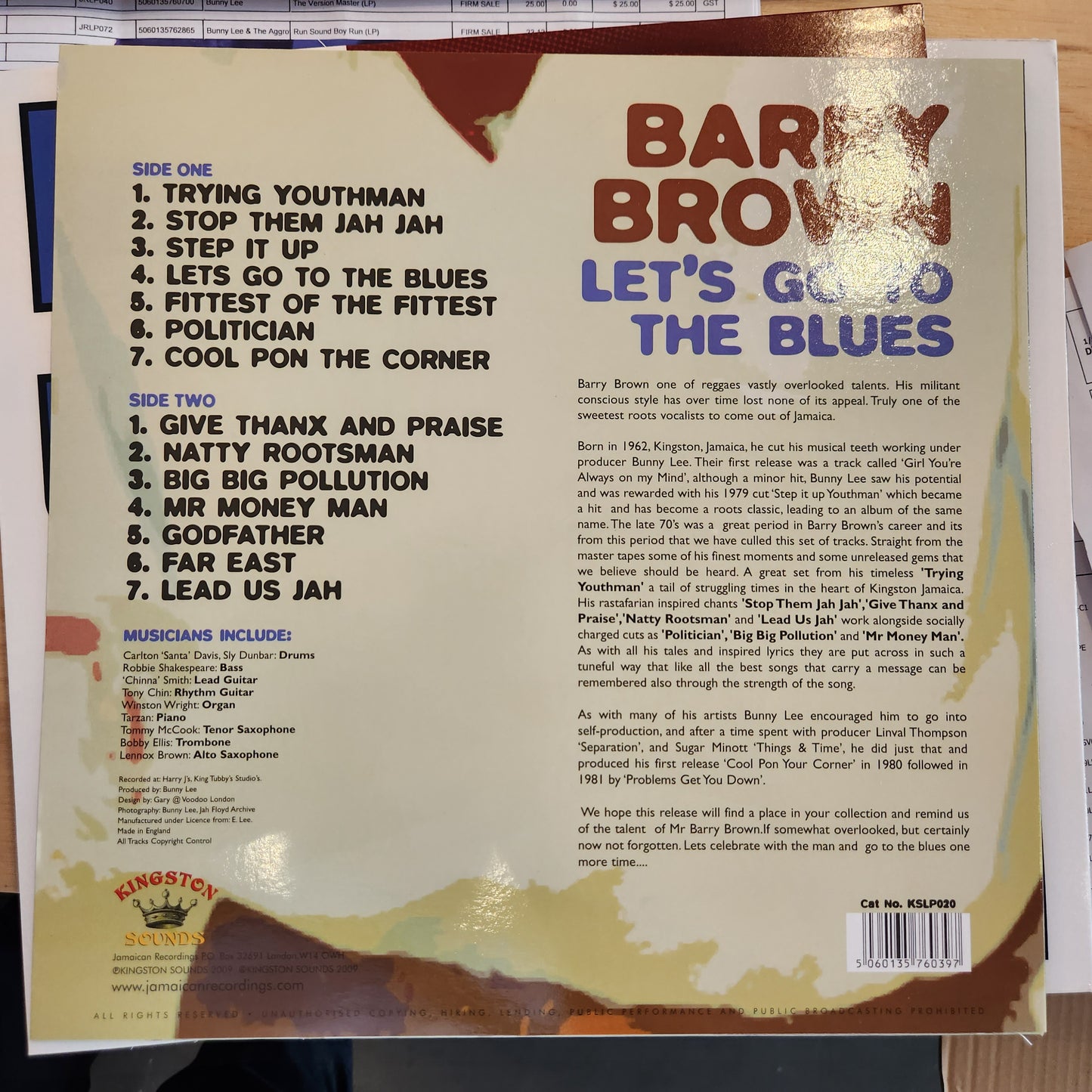 Barry Brown - Lets Go to the Blues - Vinyl LP