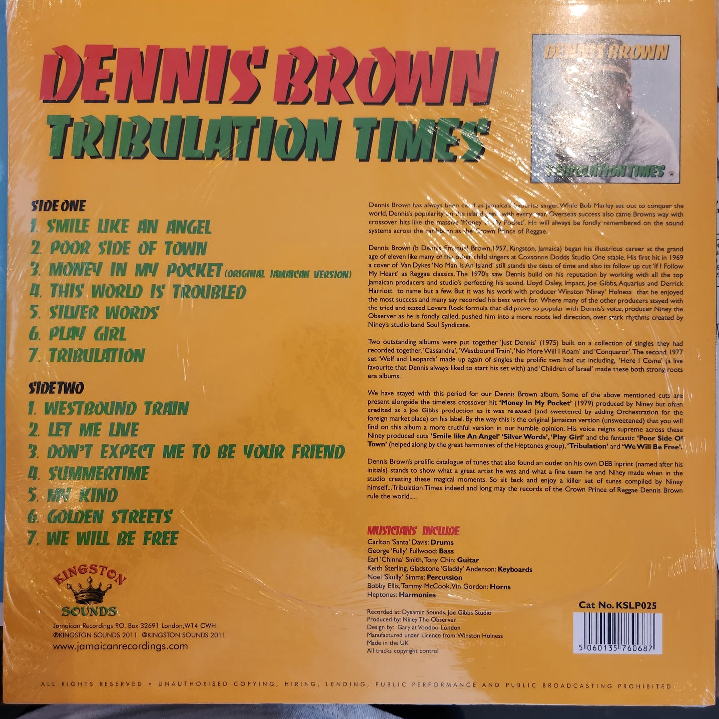 Dennis Brown - Tribulation Times - Vinyl LP