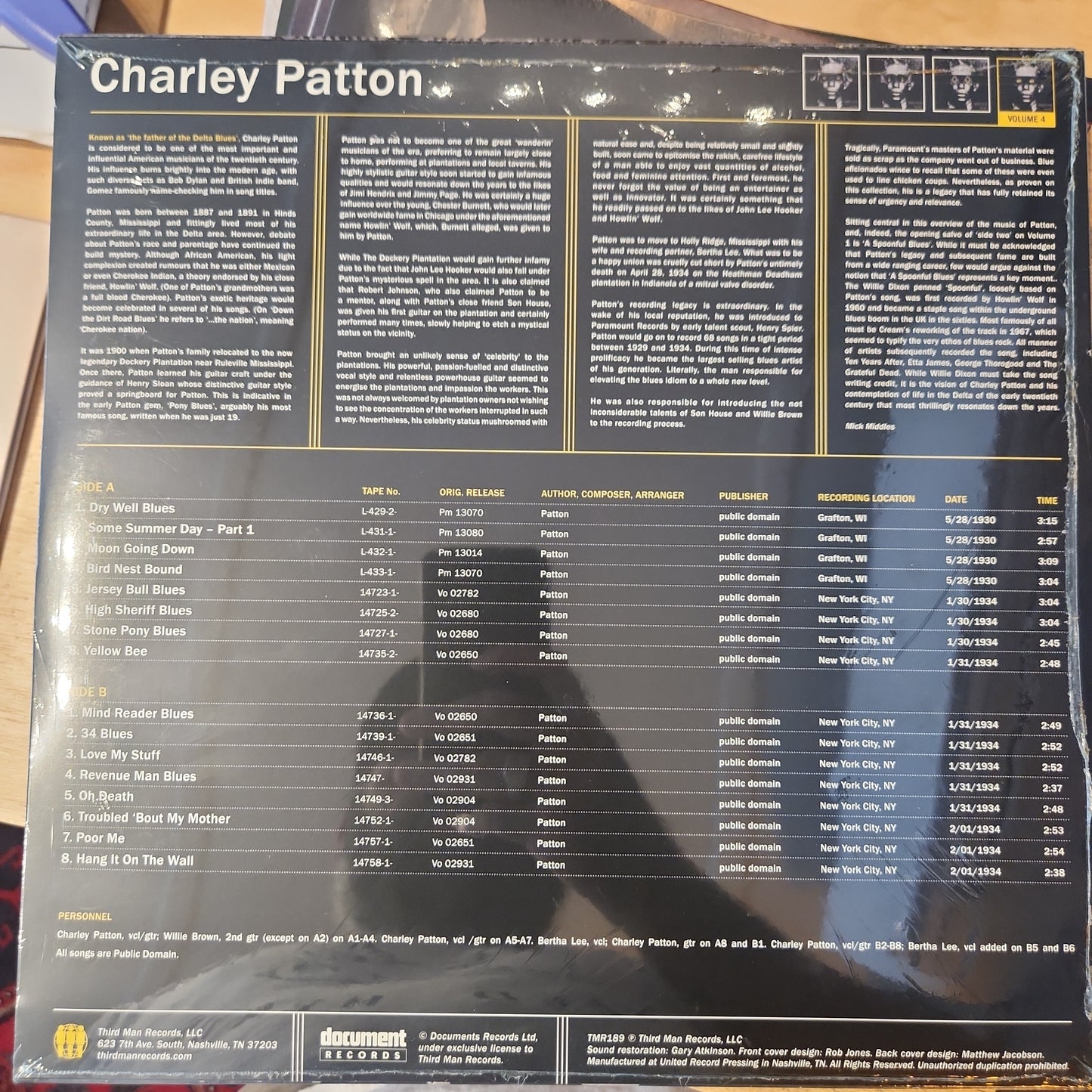 Charley Patton - Complete Works Vol 4 - Vinyl LP