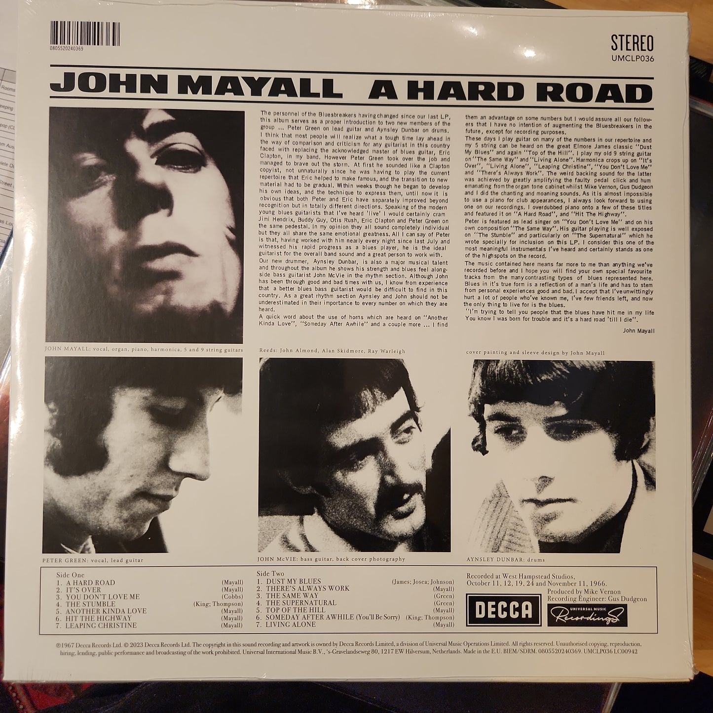 John Mayall Bluesbreakers - A Hard Road - Vinyl LP