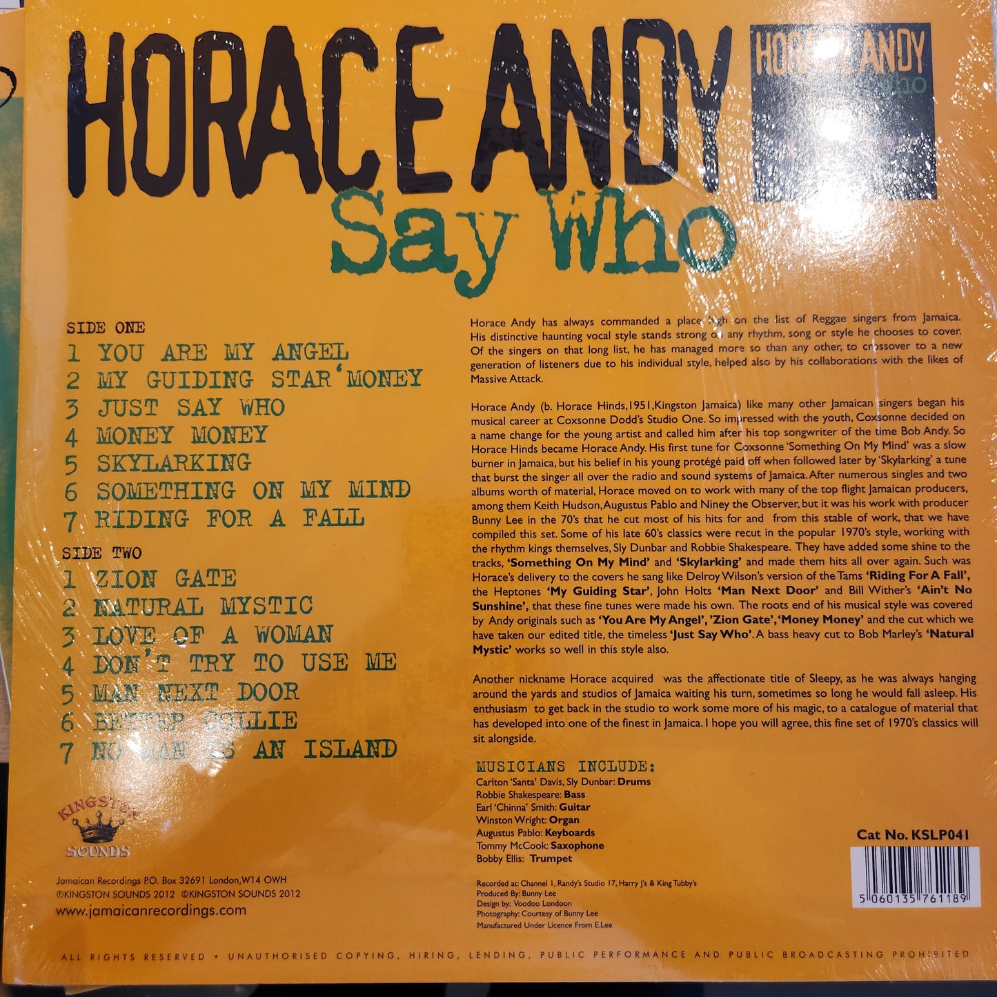 Horace Andy - Say Who - Vinyl LP