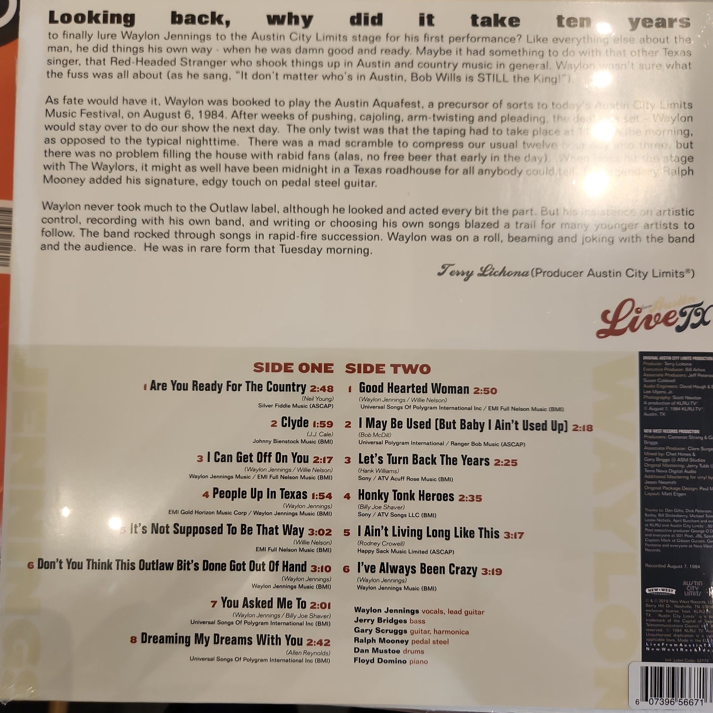 Waylon Jennings - Live from Austin TX - Vinyl LP